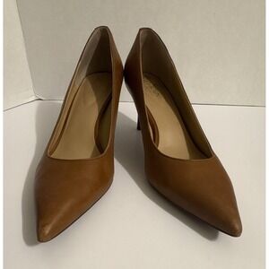 Lauren Ralph Lauren Women's Brown Leather Pointed Toe Pumps Slip-On Stiletto 8B